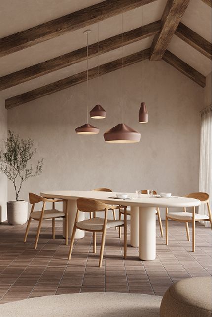 Salle à manger minimaliste avec table ovale et chaises en bois